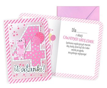 Kartka z życzeniami na 4 urodziny, urocza DK988 - Kukartka