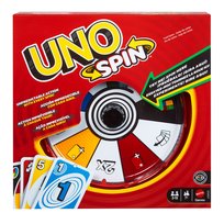 Karty UNO Spin, rodzinna gra karciana, obrotowy element i nowe zasady, dla dzieci 7+ i dorosłych JGR00
