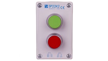 Kaseta sterownicza 2-otworowa z przyciskami zielony/czerwony szara IP65 SP22K2&quot;01-1 - SPAMEL
