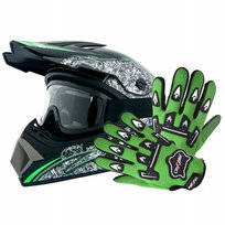 Kask crossowy + Gogle + Rękawice na Quad ATV Enduro BMX Cross | rozmiar M Inna marka