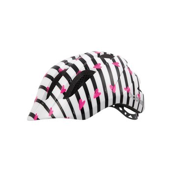 Kask dziecięcy BOBIKE KIDS PLUS SIZE S- PINKY ZEBRA/ czarno-biały w różowe serca - Bobike