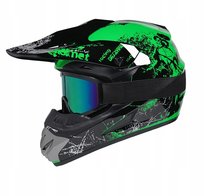KASK DZIECIĘCY MOTOCYKLOWY pełny M 57-58cm CROSS + gogle rękawiczki zielony Inna marka
