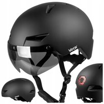 KASK NA ROWER HULAJNOGĘ ROLKI REGULOWANY ORZESZEK Z LAMPKĄ M + SZYBKA VAYOX VAYOX