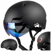 KASK NA ROWER HULAJNOGĘ ROLKI REGULOWANY ORZESZEK Z LAMPKĄ M + SZYBKA VAYOX VAYOX