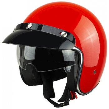 Kask Na Skuter Motocyklowy Otwarty Z Daszkiem Bb 588 -Przeźroczysta Blenda S Czerwony - Bili Bike