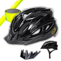 KASK ROWEROWY CZARNY 54-63 CM BEZPIECZNY REGULOWANY LEKKI + ODBLASK Inna marka