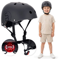 Kask Rowerowy Dla Dzieci Perfect Fit S 50-54 Cm Lekki Lampka Led Klipsy Magnetyczne Czarny Sun Baby