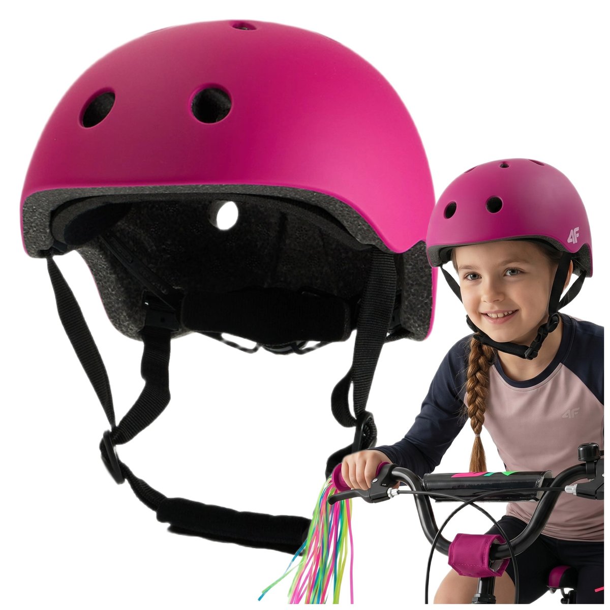 Kask rowerowy dziecięcy na rolki rower deskorolkę S (52-56 cm)
