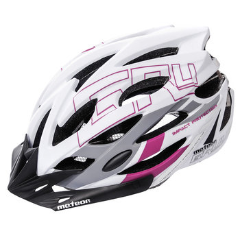 Kask rowerowy Meteor Gruver S 52-56 cm biały/szary/bakłażanowy - Meteor