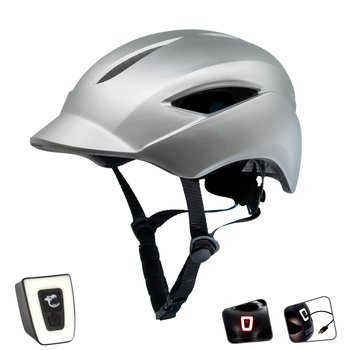 Kask Rowerowy Miejski Lampka Usb Matowoszary (L) Certyfikowany - Crazy Safety