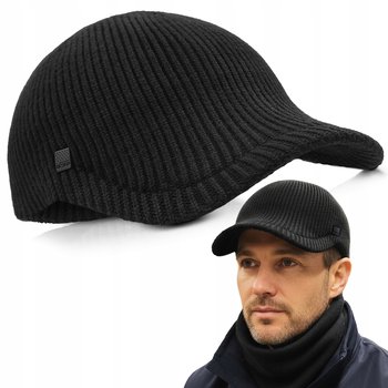 Kaszkiet DZIANINOWY Zimowy Czapka z Daszkiem Elastyczny CZARNY Pako Jeans - Pako Jeans