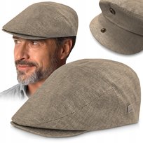 KASZKIET Męski Lniany na Lato Modna Czapka Premium BRĄZOWOSZARY Pako Jeans
