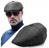 Kaszkiet męski skórzany PREMIUM ocieplany Peaky Blinders czarny Pako Jeans