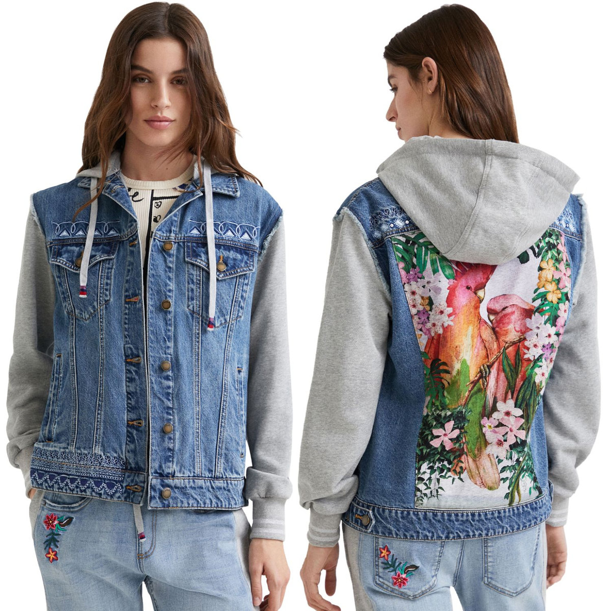 DESIGUAL Katana damska Desigual Olimpia z naszywką na plecach jeansowa-XS