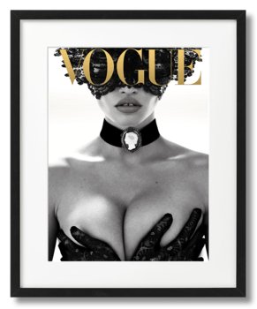 Kate Moss W Koronkowej Masce  - Plakat Vogue, Okładka Czarno-Biała - DEKORAMA