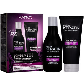 Kativa Xpress zestaw keratynowe prostowanie włosów, profesjonalne szampon odżywka i spray (35ml, 35ml. 100ml) - Kativa
