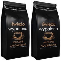 Kawa ziarnista 2kg 100% ARABICA ŚWIEŻO PALONA MLECZNA (2x1kg) Do ekspresu