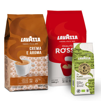 Kawa ziarnista Lavazza Crema e Aroma 1kg + Kawa ziarnista Lavazza Qualita Rossa 1kg + Kawa mielona Lavazza Tierra for Planet 180g - Lavazza