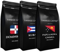 Kawa ziarnista Świeżo Palona Zestaw 3x1kg z różnych krajów Yankee Caffee (PNG,KU,D)