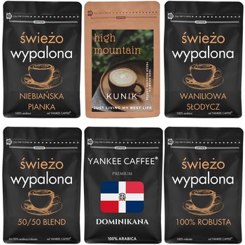 Kawa ziarnista Świeżo Palona Zestaw próbek 6x200g mix do degustacji prezent ZWa - Yankee Caffee