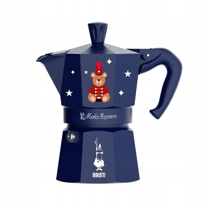 Bialetti Bialetti Kawiarka Moka Express 3Tz (150Ml) Joyful Christmas Niebieska