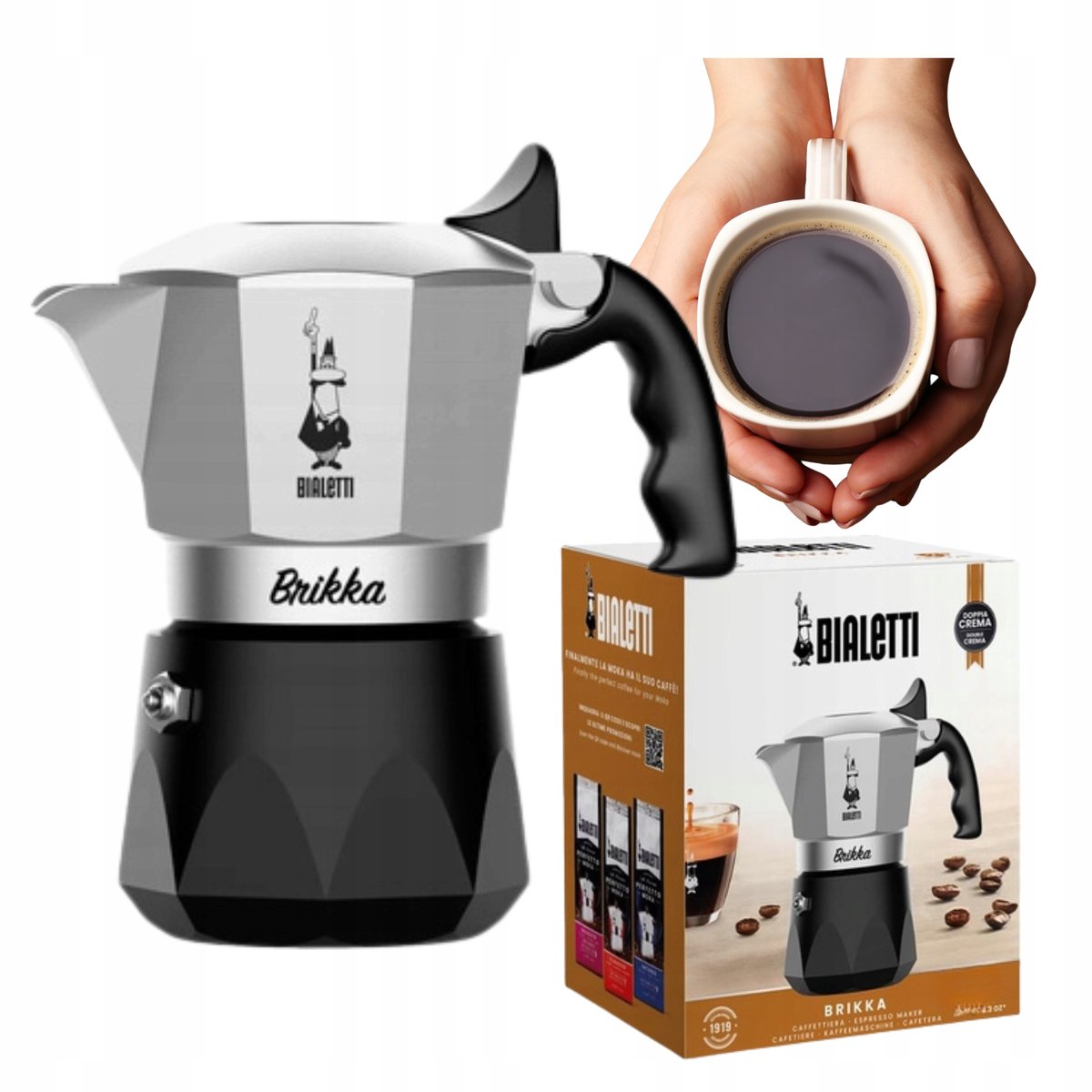 Bialetti Bialetti Kawiarka New Brikka 4Tz Srebrno-Czarna