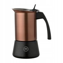 KAWIARKA STALOWA Zaparzacz MGH DOPPIO Z DREWNIANĄ RĄCZKĄ Mg home Rose Gold