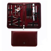 Kellermann 5851 FN zestaw 16 narzędzi do manicure - bordowa eko-skóra - najwyższa jakość Solingen Kellermann