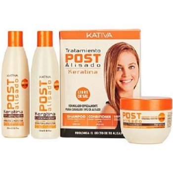 Keratina Straightening Post Treatment zestaw szampon 250ml + odżywka 250ml + maska 250ml - Kativa
