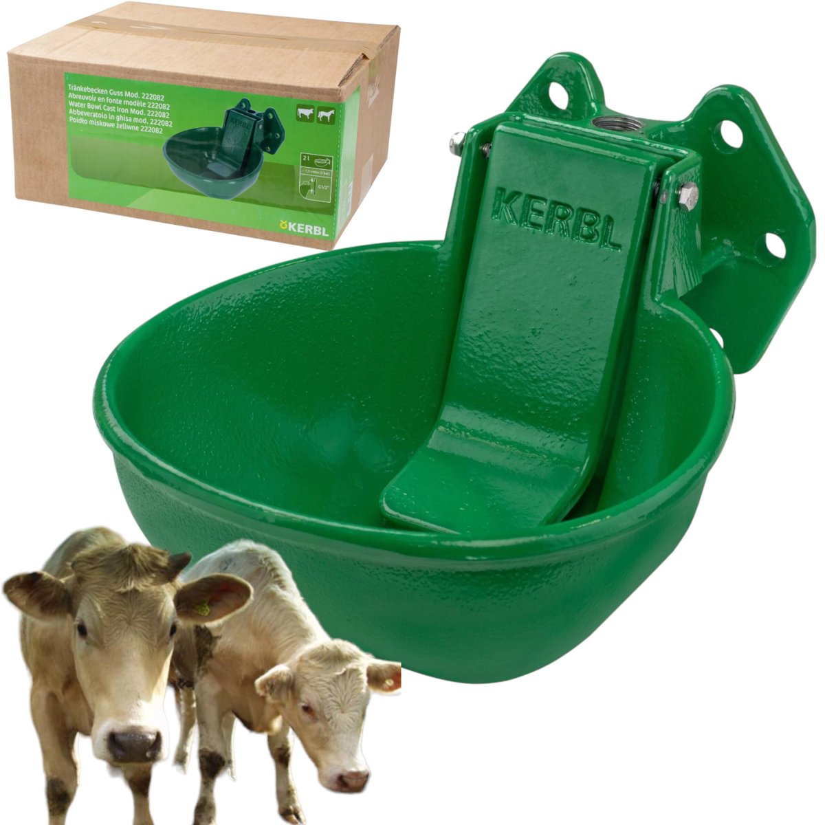 KERBL Kerbl Wytrzymałe Mocne Żeliwne Poidło Dla Bydła I Koni Pm-5 2000Ml Zielone