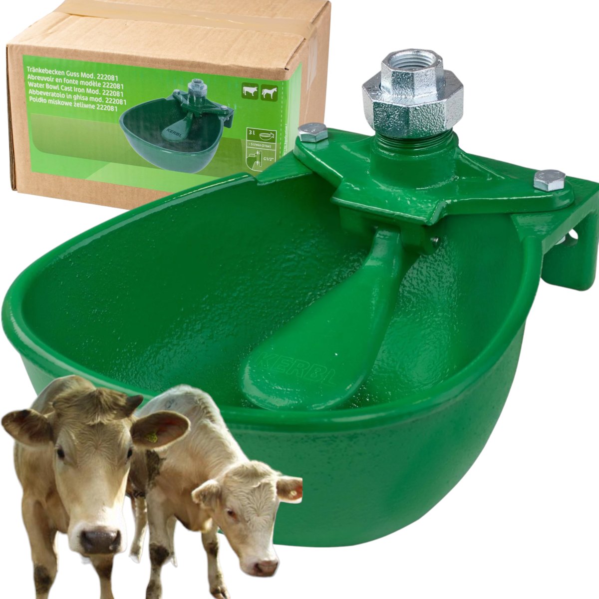 KERBL Kerbl Wytrzymałe Mocne Żeliwne Poidło Dla Bydła I Koni Pm-6 3000Ml Zielone