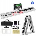 Keyboard Składany 88 Klawiszy MIDI z Bluetooth Podświetleniem Biały&nbsp;-&nbsp;Vevor