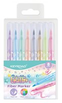 KEYROAD, flamastry keyroad fiber marker glitter brokatowe 8 kolorów pastelowych Keyroad
