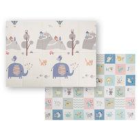 KiddyMoon Mata do zabawy dla niemowląt Dwustronna mata do raczkowania Mata piankowa dla dzieci Mata przyjazna dla dzieci Wzór Plac zabaw Wygodny Idealny do wnętrz i na zewnątrz 150X200x1cm, szary