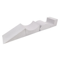 KiddyMoon Piankowy plac zabaw PPZ-214 jasnoszary klin L/rampa L/półwałek L/schodek Zabawka plac zabaw