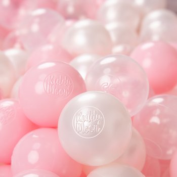 KiddyMoon, plastikowe piłeczki 6cm pudrowy róż-perła-transparent 100/6cm - KiddyMoon