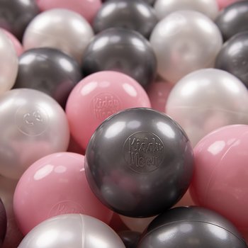KiddyMoon, plastikowe piłeczki 7cm perła-pudrowy róż-srebrny 700 - KiddyMoon