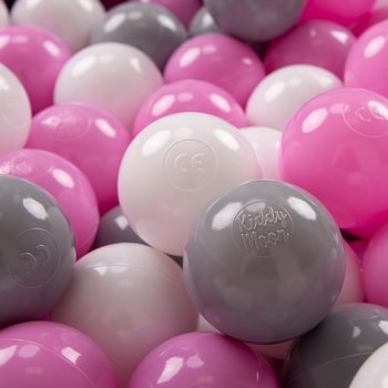 KiddyMoon, plastikowe piłeczki 7cm perła-szary-róż 700 - KiddyMoon