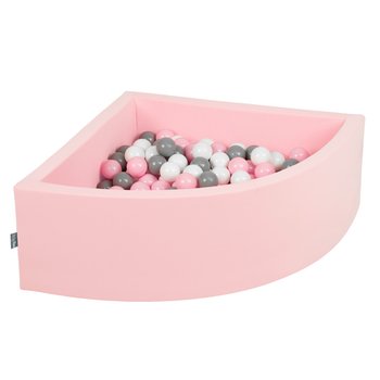 KiddyMoon, suchy basen trójkątny z piłeczkami 7cm różowy: biały-szary-pudrowy róż 90x30cm/300piłek - KiddyMoon