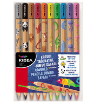 Kidea, Kredki Trójkątne Jumbo Safari 10 Kolorów KIDEA
