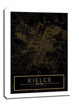 Kielce mapa złota - obraz na płótnie 50x70 cm - Galeria Plakatu