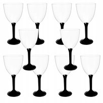 KIELISZKI DO WINA szampana PLASTIKOWE 140 ml na stópce 10szt OZDOBA