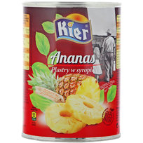 Kier, Ananas plastry w syropie, 565 g 