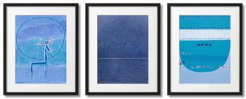 Kim Whanki, Atrakcyjne Błękitne Abstrakcje Kpl 3 Sztuki W Ramach - DEKORAMA