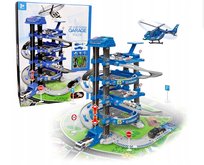 Kinderini, Duży garaż z elektryczną windą resorakami i helikopterem + mata miasta, 78 cm