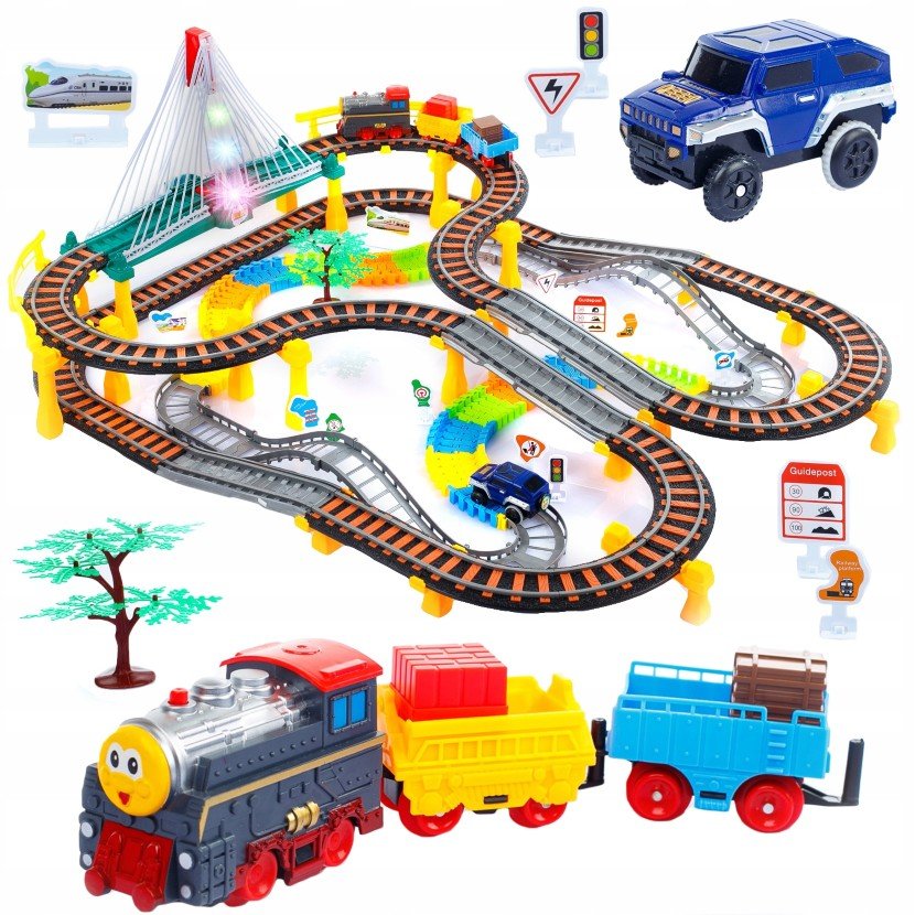 Kinderplay Kolejka Elektryczna Tor Wyścigowy Lokomotywa Z Dźwiękiem Auta