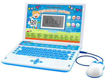 Kinderplay, laptop dla dzieci edukacyjny 120 opcji niebieski - Kinderplay