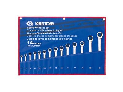KING TONY ZESTAW KLUCZY PŁASKO-OCZKOWYCH 8-24mm Z GRZECHOTKĄ /14szt.