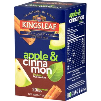 Kingsleaf APPLE & CINNAMON herbata owocowa JABŁKO CYNAMON STEWIA CYKORIA napar bez kofeiny saszetki - 20 x 1,8 g - Inna marka