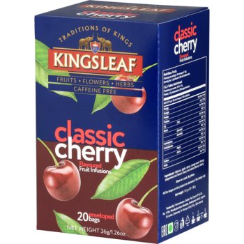 Kingsleaf CLASSIC CHERRY herbata owocowa WIŚNIA JABŁKO HIBISKUS STEWIA napar bez kofeiny saszetki - 20 x 1,8 g - Inna marka
